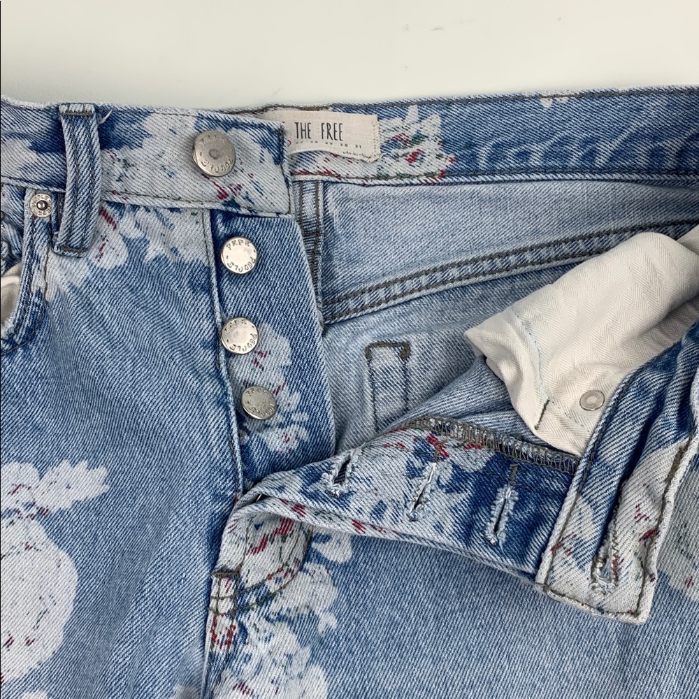 We The Free FP Blue Floral Jeans Size 26 Cotton Straight Leg light Wash denim - Picture 8 of 16